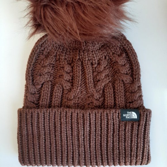 The North Face Accessories - The North Face Women's Oh Mega Pom Beanie Dark Oak Warm Hat NWT Authentic